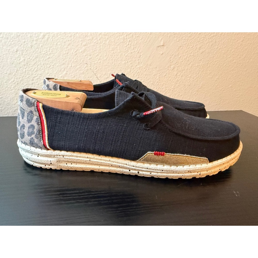 Hey Dude Wendy Jungle Black Leopard Print Slip On Loafers Women's Size 11